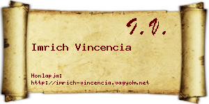 Imrich Vincencia névjegykártya
